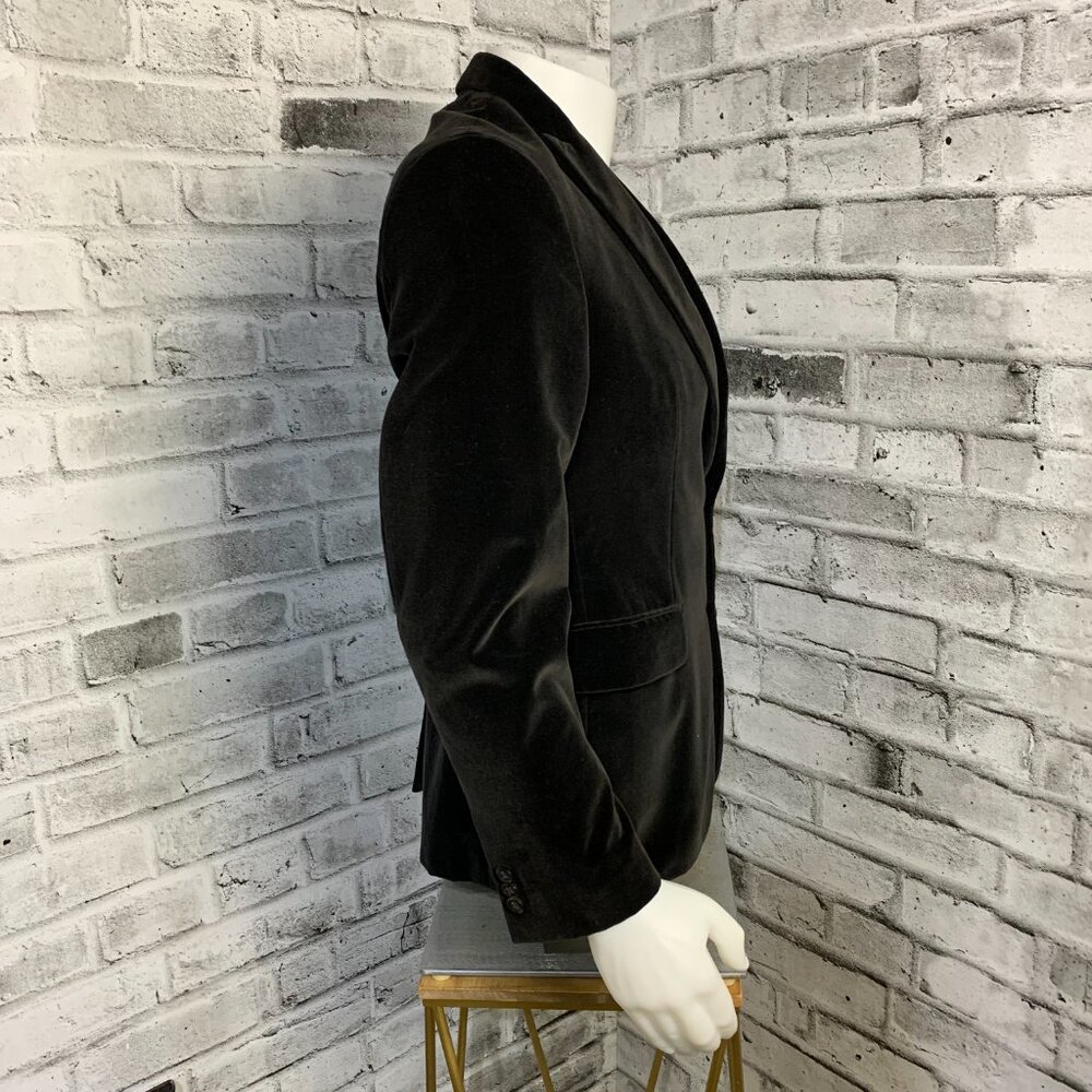 Banana Republic Velvet Blazer Sport Coat Mens 40S Black Tailored Fit Two Button - Picture 3 of 16